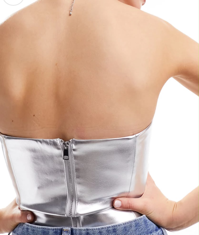 Faux leather bandeau corset