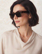 Chunky rectangke sunglasses with smoke lens in tortoiseshell