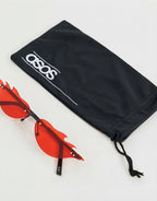 Rimless fashion sunglasses with flame design in red ombre