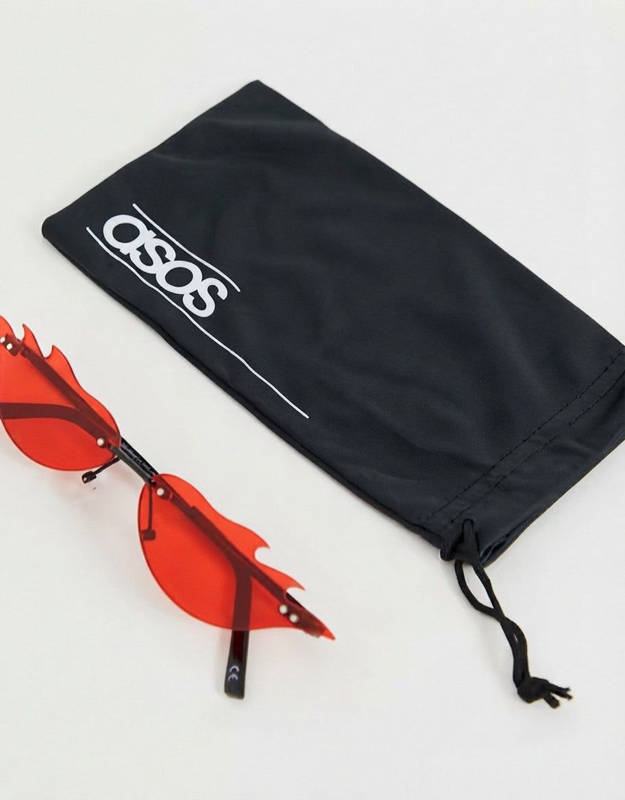Rimless fashion sunglasses with flame design in red ombre