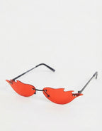 Rimless fashion sunglasses with flame design in red ombre