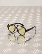 70's aviator sunglasees with yellow lens in black