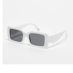 Oversized chunky rectangle sunglasses with smoke lens in white