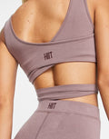 Crop top with wrap and tie details in mink