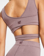 Crop top with wrap and tie details in mink