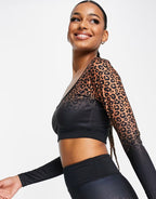 Crop top with long sleeve in ombre animal print