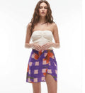 Orange check printed mini skirt in purple