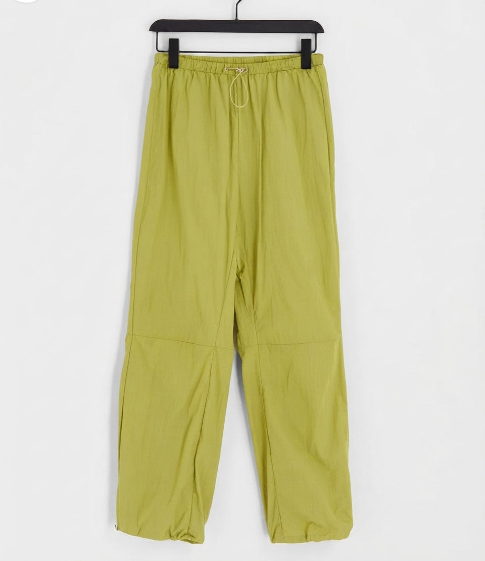 Parachute wide leg trousers in Khaki