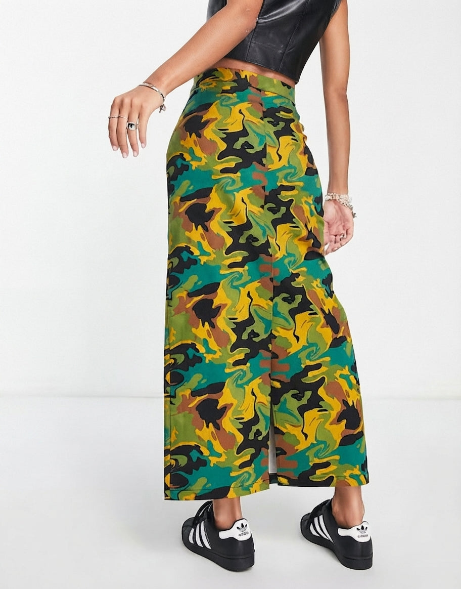 Utility maxi skirt in camo print co-ord