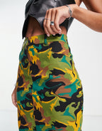 Utility maxi skirt in camo print co-ord