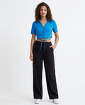 Tie detail t- shirt co-ord in bright blue
