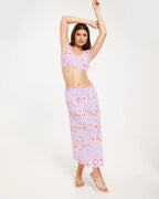 Open back crop top co-ord in lilac mixed gingham