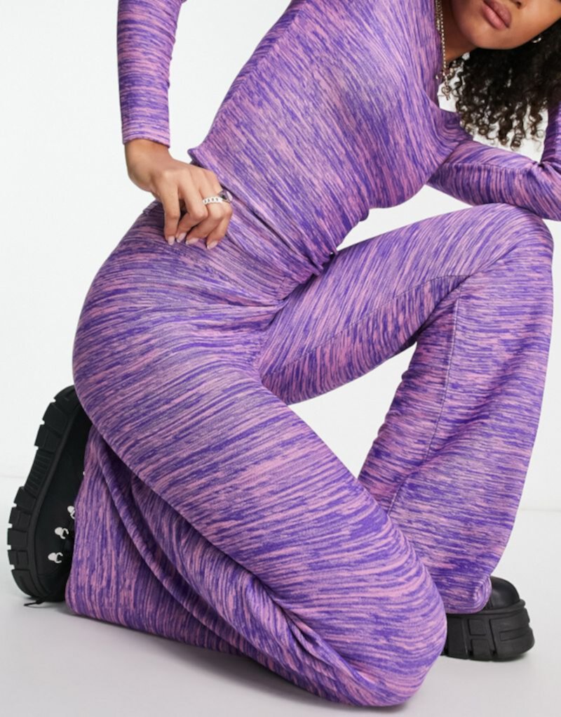 Space dye flared trousers co-ord in purple