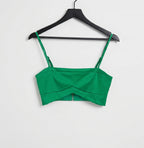 Crop satin cami bustier co-ord in jade green