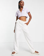 Towelling cropped beach shirt co- ord in lilac