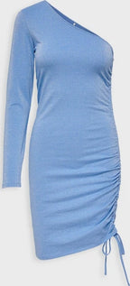 Grace asymmetric one shoulder bodycon dress in blue