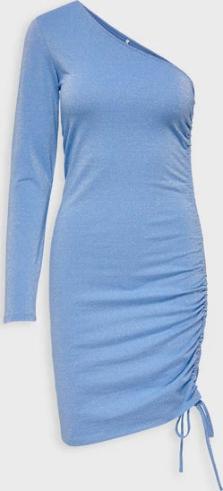 Grace asymmetric one shoulder bodycon dress in blue