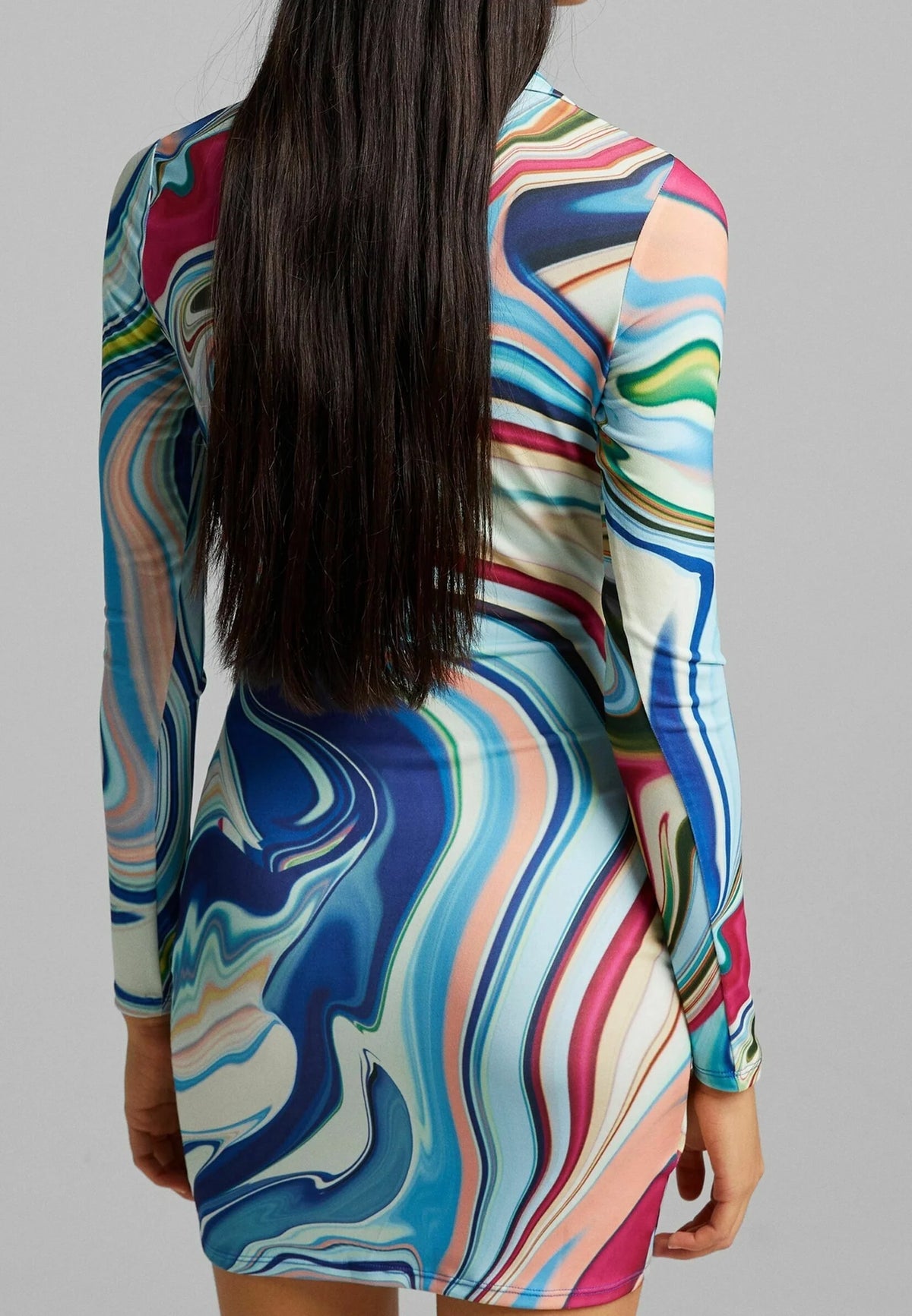 Drape shirt dress in multi holographic print
