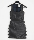 PU cut out vest mini dress in black