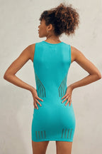 Cut out seamless bodycon dress in turquoise