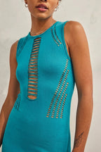 Cut out seamless bodycon dress in turquoise