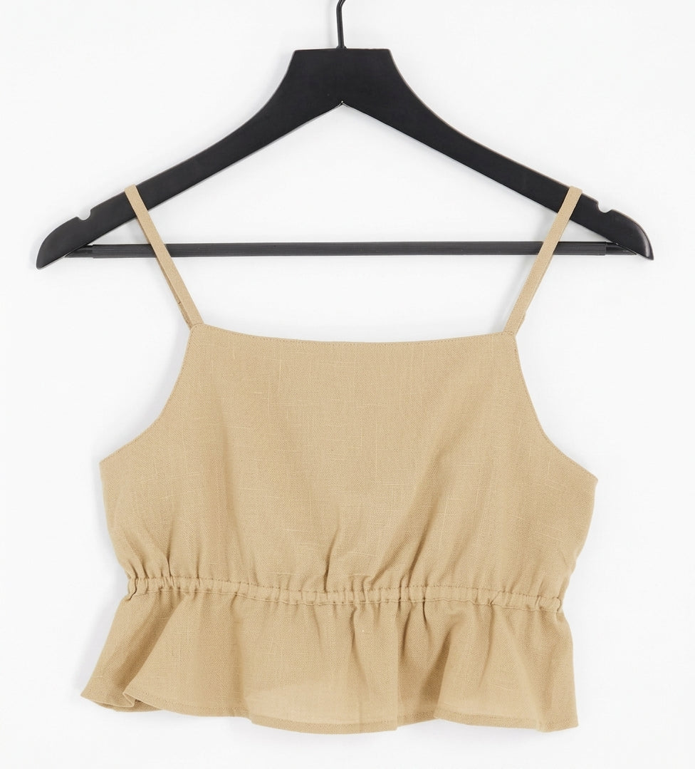 Linen blend open back croptop