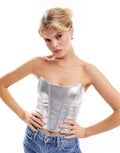 Faux leather bandeau corset