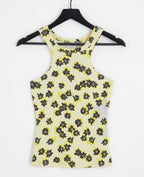 Vest in black & yellow floral
