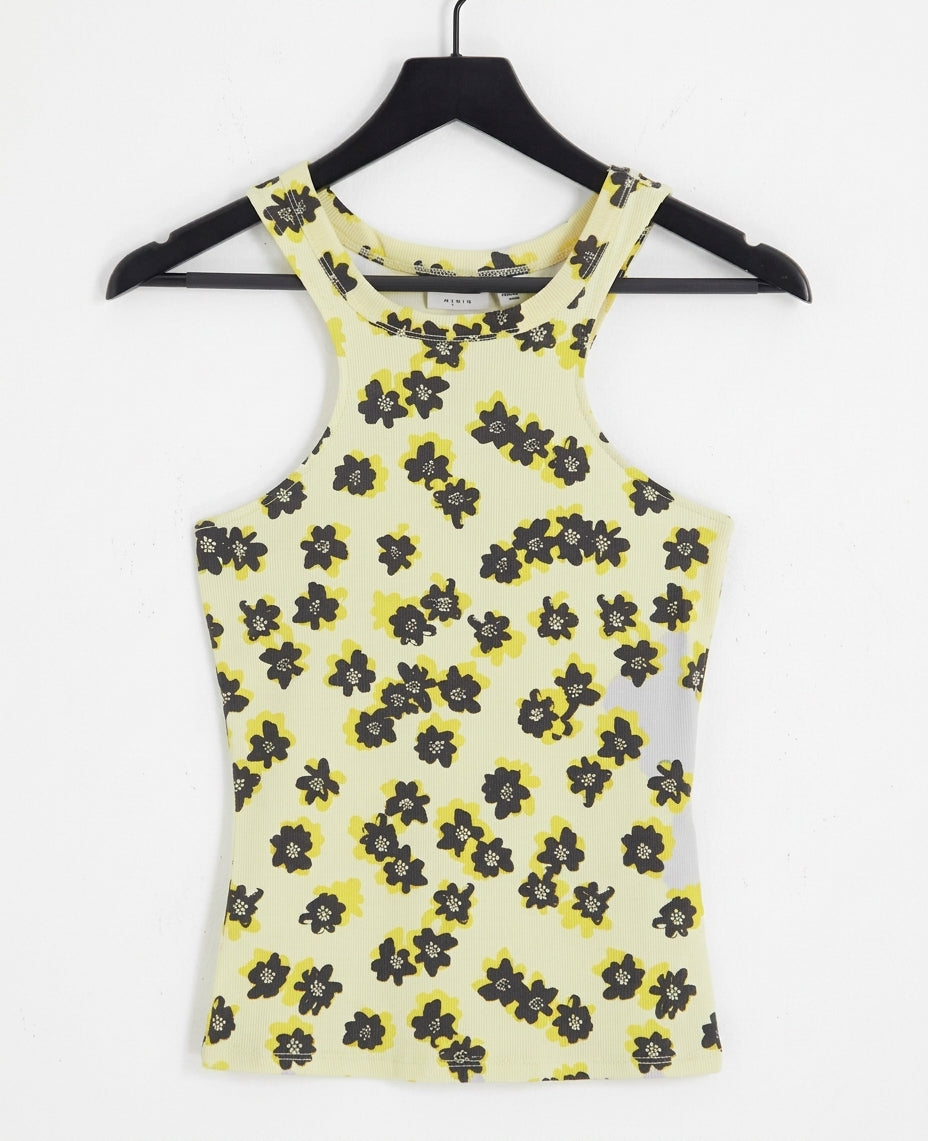 Vest in black & yellow floral