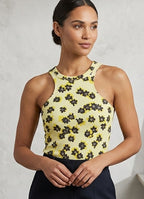 Vest in black & yellow floral